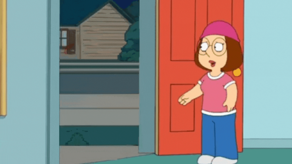 Meg meets someone at the door Blank Meme Template