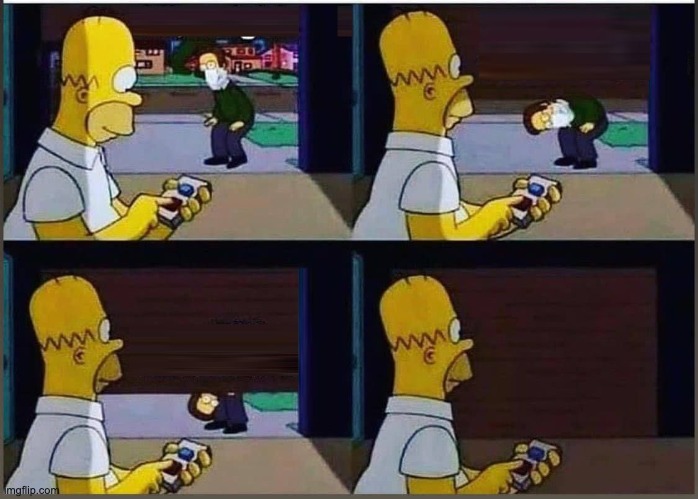 Homer Closes Garage Door on Neighbor | image tagged in homer closes garage door on neighbor | made w/ Imgflip meme maker