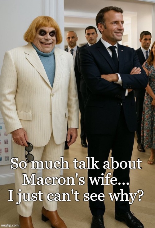 Man, what a woman! | So much talk about Macron's wife...
I just can't see why? | image tagged in emmanuel macron,france,addams family | made w/ Imgflip meme maker