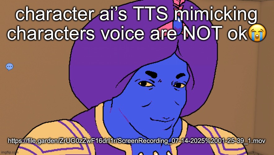 Flocci | character ai’s TTS mimicking characters voice are NOT ok😭; https://file.garden/ZrUG0zZwF16drI1r/ScreenRecording_07-14-2025%2001-25-39_1.mov | image tagged in flocci | made w/ Imgflip meme maker