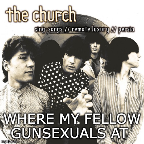 Sing-Songs//Remote Luxury//Persia | WHERE MY FELLOW GUNSEXUALS AT | image tagged in sing-songs//remote luxury//persia | made w/ Imgflip meme maker