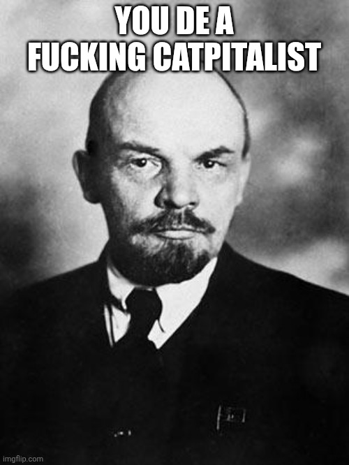 Lenin | YOU DE A FUCKING CATPITALIST | image tagged in lenin | made w/ Imgflip meme maker