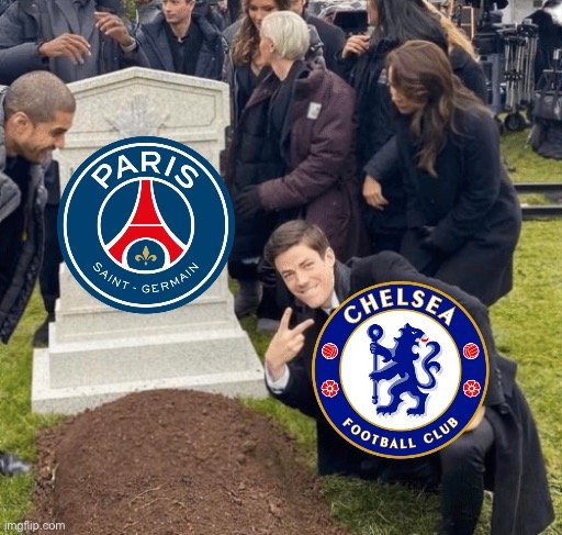 They got cooked | image tagged in grant gustin over grave,chelsea,soccer,football | made w/ Imgflip meme maker