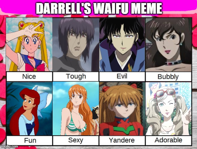 darrell's waifu meme | DARRELL'S WAIFU MEME | image tagged in darrell's waifu meme,waifu memes,redheads,anime,persona 5,darrell | made w/ Imgflip meme maker