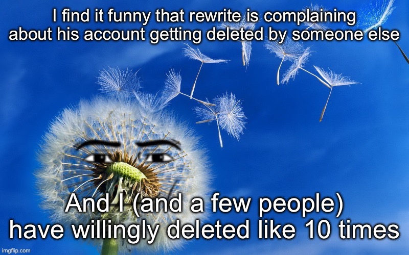 It ain’t that big of a deal | I find it funny that rewrite is complaining about his account getting deleted by someone else; And I (and a few people) have willingly deleted like 10 times | made w/ Imgflip meme maker