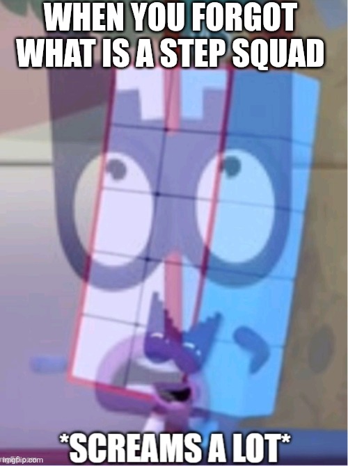 Fifteen forgot the meaning of the step squad | WHEN YOU FORGOT WHAT IS A STEP SQUAD | image tagged in numberblocks 15 screams a lot | made w/ Imgflip meme maker