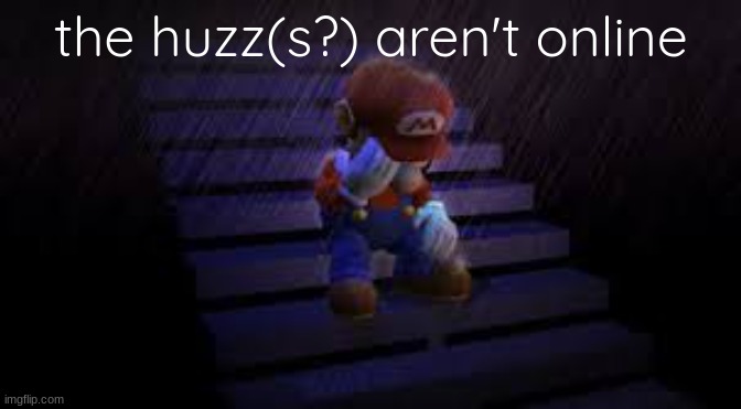 Sad mario | the huzz(s?) aren't online | image tagged in sad mario | made w/ Imgflip meme maker