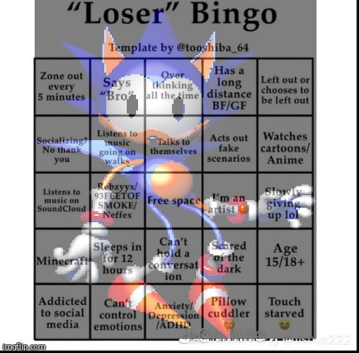 loser bingo | image tagged in loser bingo | made w/ Imgflip meme maker