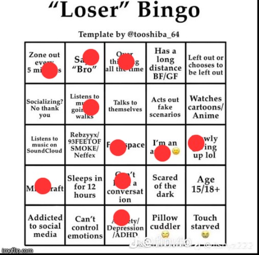 h | image tagged in loser bingo | made w/ Imgflip meme maker