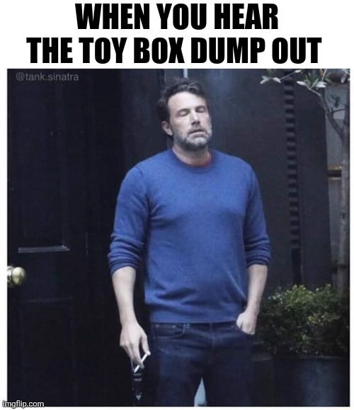 When You Hear The Toy Box Dump Out | WHEN YOU HEAR THE TOY BOX DUMP OUT | image tagged in chrisjoines1 | made w/ Imgflip meme maker