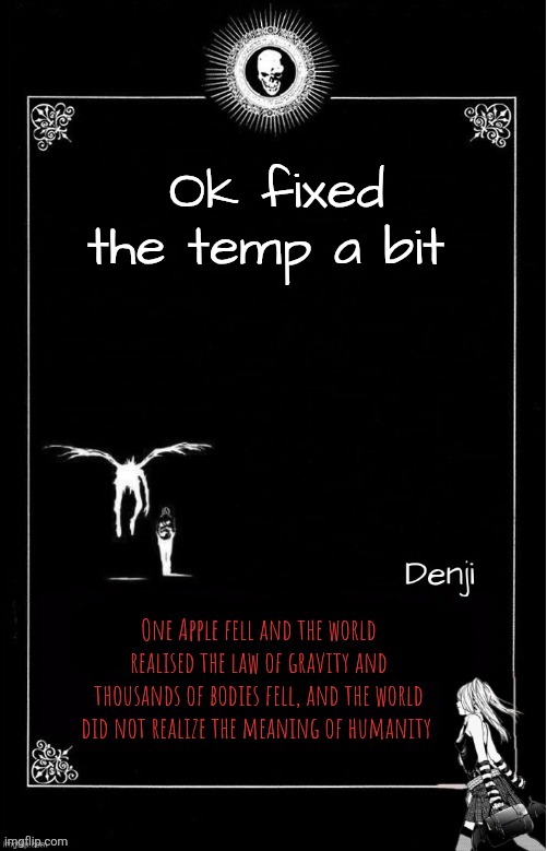 Denji's announcement template | Ok fixed the temp a bit | image tagged in denji's announcement template | made w/ Imgflip meme maker