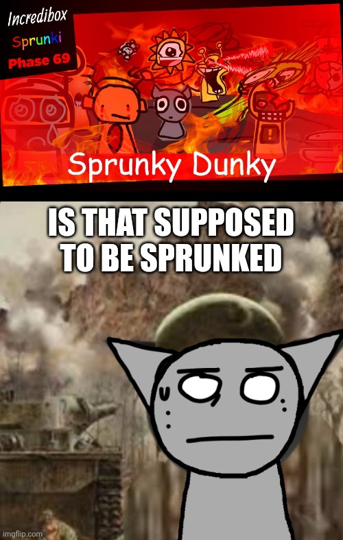 Question | IS THAT SUPPOSED TO BE SPRUNKED | image tagged in 1000 yard stare | made w/ Imgflip meme maker