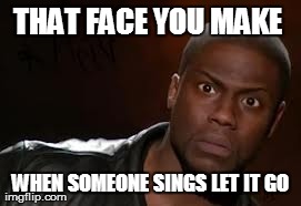 Kevin Hart Meme | THAT FACE YOU MAKE  WHEN SOMEONE SINGS LET IT GO | image tagged in memes,kevin hart the hell | made w/ Imgflip meme maker