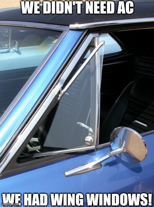 We Didn't Need AC We Had Wing Windows! | WE DIDN'T NEED AC; WE HAD WING WINDOWS! | image tagged in chrisjoines1 | made w/ Imgflip meme maker