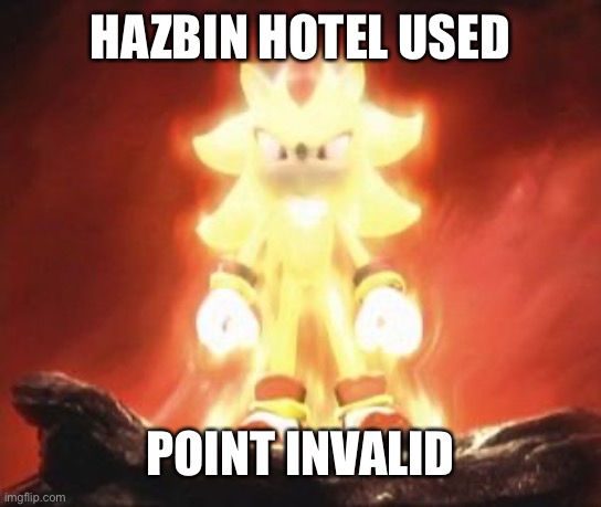 Super Shadow | HAZBIN HOTEL USED POINT INVALID | image tagged in super shadow | made w/ Imgflip meme maker