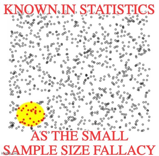 KNOWN IN STATISTICS AS THE SMALL SAMPLE SIZE FALLACY | made w/ Imgflip meme maker