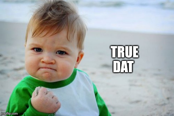 Success Kid Original Meme | TRUE
DAT | image tagged in memes,success kid original | made w/ Imgflip meme maker