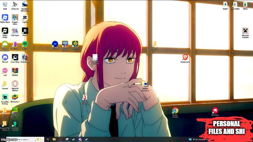 rate my wallpaper | PERSONAL FILES AND SHI | image tagged in anime,makima,wallpaper,wallpapers | made w/ Imgflip meme maker