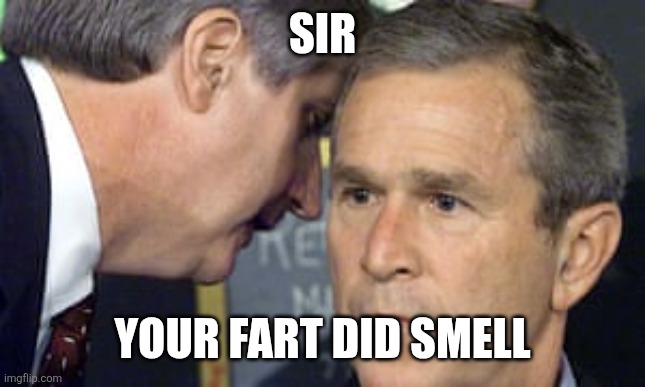 Realizing... | SIR; YOUR FART DID SMELL | image tagged in george bush 9/11 | made w/ Imgflip meme maker