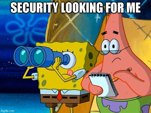 Spy | SECURITY LOOKING FOR ME | image tagged in spy | made w/ Imgflip meme maker