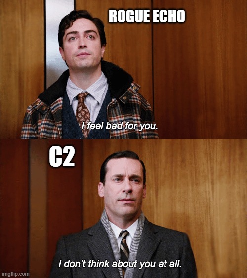 Madmen Don Draper I don't think about you at all | ROGUE ECHO; C2 | image tagged in madmen don draper i don't think about you at all | made w/ Imgflip meme maker