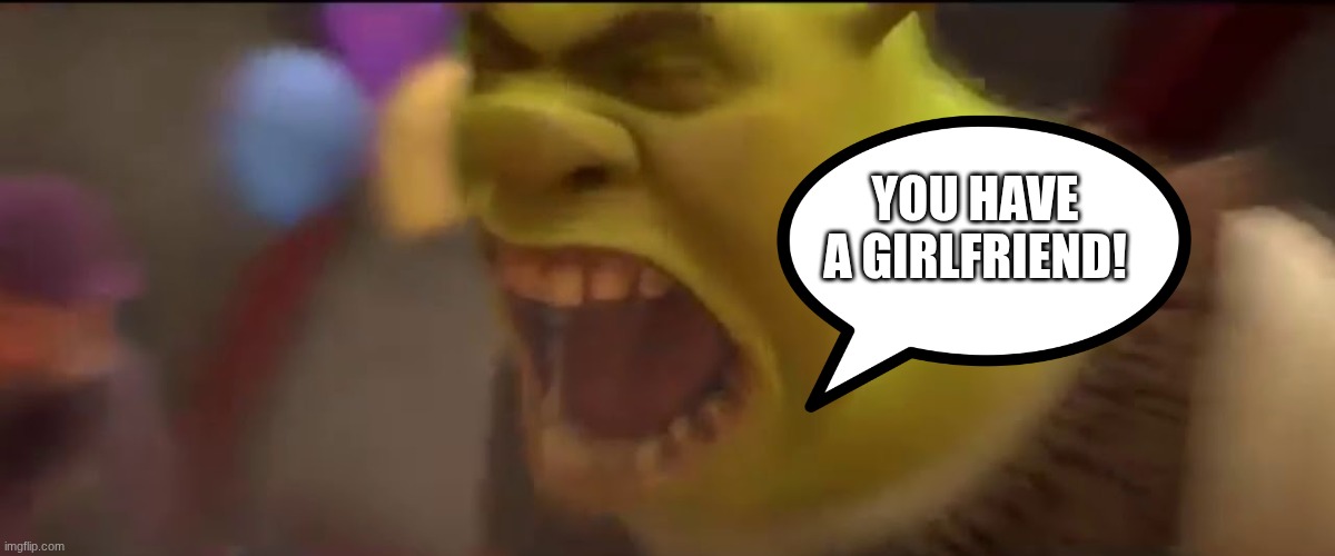 Shrek Screaming | YOU HAVE A GIRLFRIEND! | image tagged in shrek screaming | made w/ Imgflip meme maker