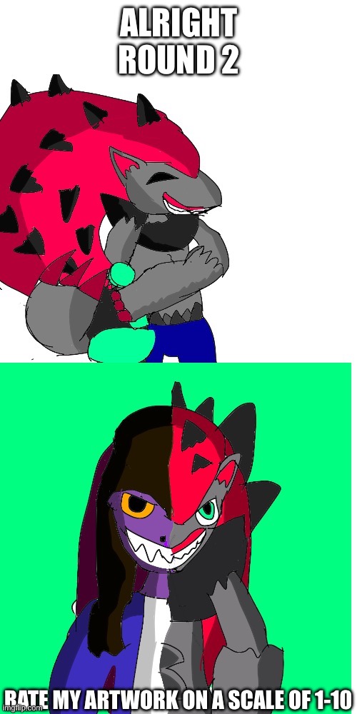 Take 2 | ALRIGHT ROUND 2; RATE MY ARTWORK ON A SCALE OF 1-10 | image tagged in heya kid is juis sans de topic | made w/ Imgflip meme maker
