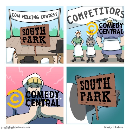 cow milking contest | image tagged in cow milking contest,south park,comedy central,viacomcbs,paramount | made w/ Imgflip meme maker