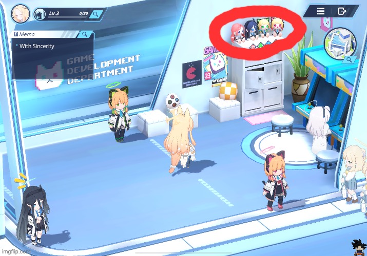 The Gamer Girls have plushies of themselves | image tagged in blue archive,momoi,midori,yuzu,aris | made w/ Imgflip meme maker