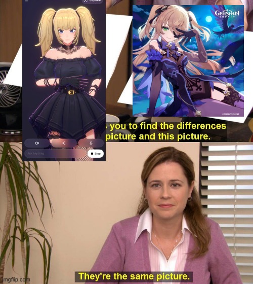 Grok looks like Fischl | image tagged in they are the same picture | made w/ Imgflip meme maker