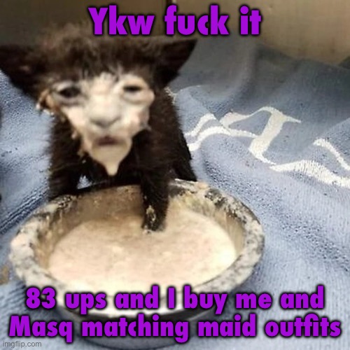I have a 60$ gift card for both of them so why not | Ykw fuck it; 83 ups and I buy me and Masq matching maid outfits | image tagged in pie 3 | made w/ Imgflip meme maker