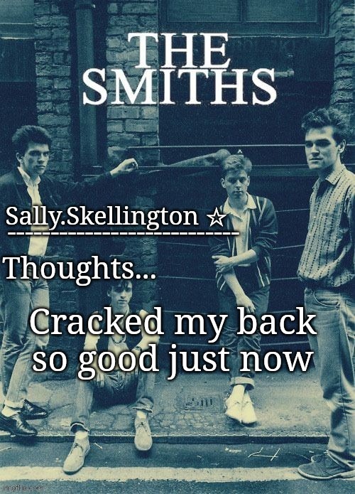 Sally's temp | Cracked my back so good just now | image tagged in sally's temp | made w/ Imgflip meme maker
