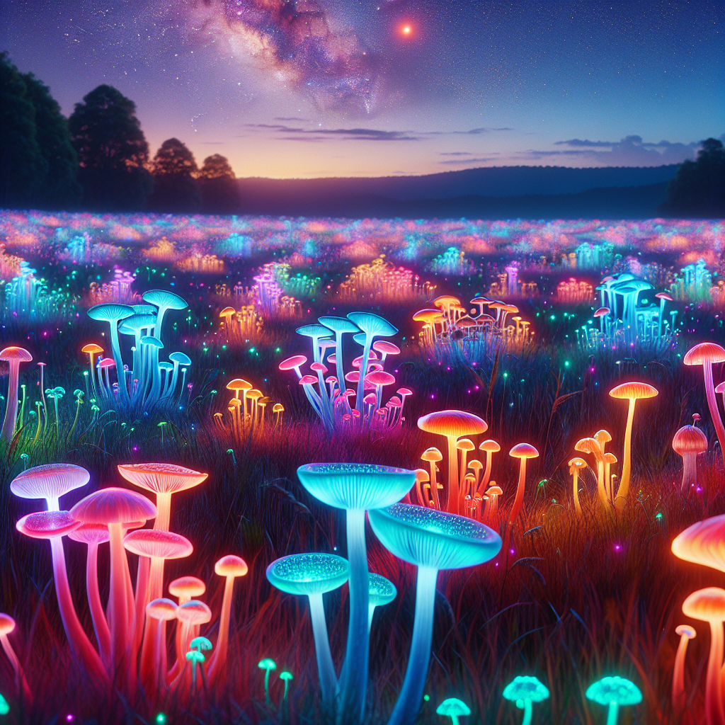 a field of psyshadelic mushrooms Blank Meme Template