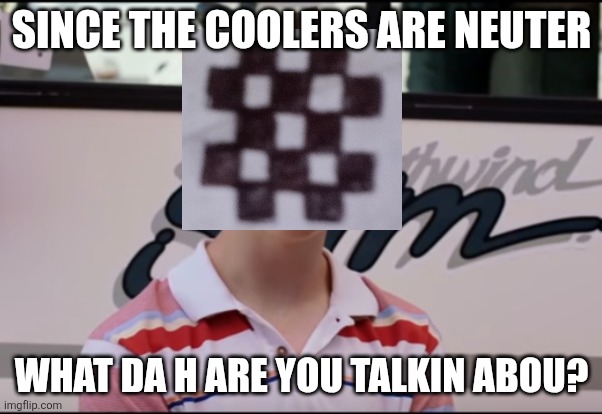 You Guys are Getting Paid | SINCE THE COOLERS ARE NEUTER WHAT DA H ARE YOU TALKIN ABOU? | image tagged in you guys are getting paid | made w/ Imgflip meme maker
