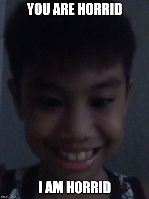 Horrid | YOU ARE HORRID; I AM HORRID | image tagged in horrid kid | made w/ Imgflip meme maker