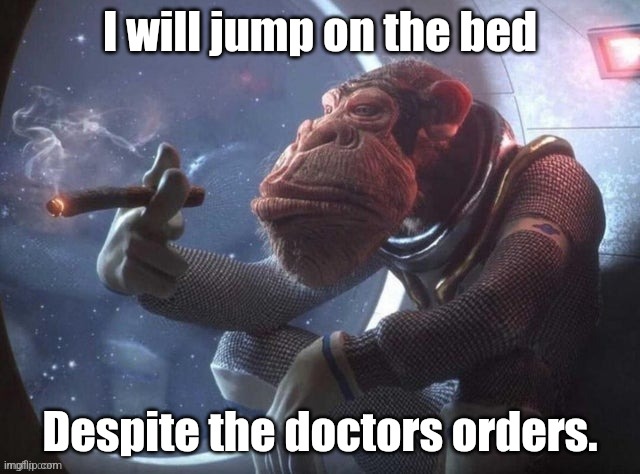 I will jump on the bed; Despite the doctors orders. | made w/ Imgflip meme maker
