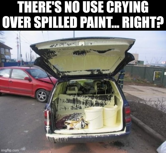 There's No Use Crying Over Spilled Paint Right? | THERE'S NO USE CRYING OVER SPILLED PAINT... RIGHT? | image tagged in chrisjoines1 | made w/ Imgflip meme maker