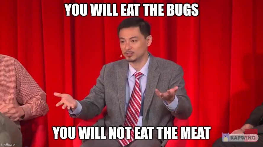 YOU WILL EAT THE BUGS; YOU WILL NOT EAT THE MEAT | made w/ Imgflip meme maker