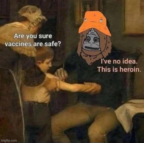 image tagged in memes,shitpost,monkey,giving heroin | made w/ Imgflip meme maker