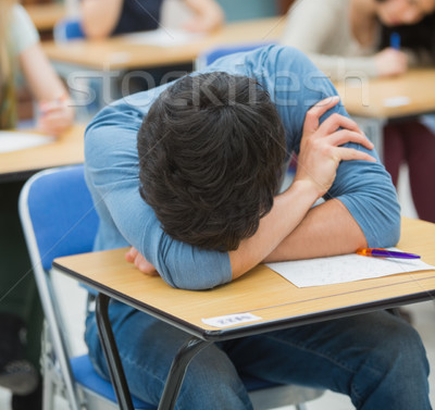 Boy sleeping on desk Blank Meme Template