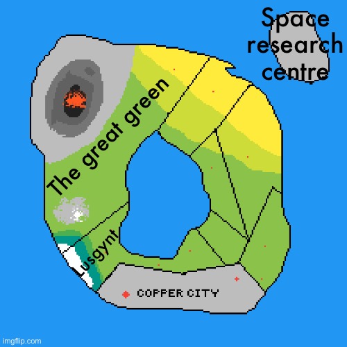 Help me name the counties of my fictional country | Space research centre; The great green; Lusgynt | made w/ Imgflip meme maker