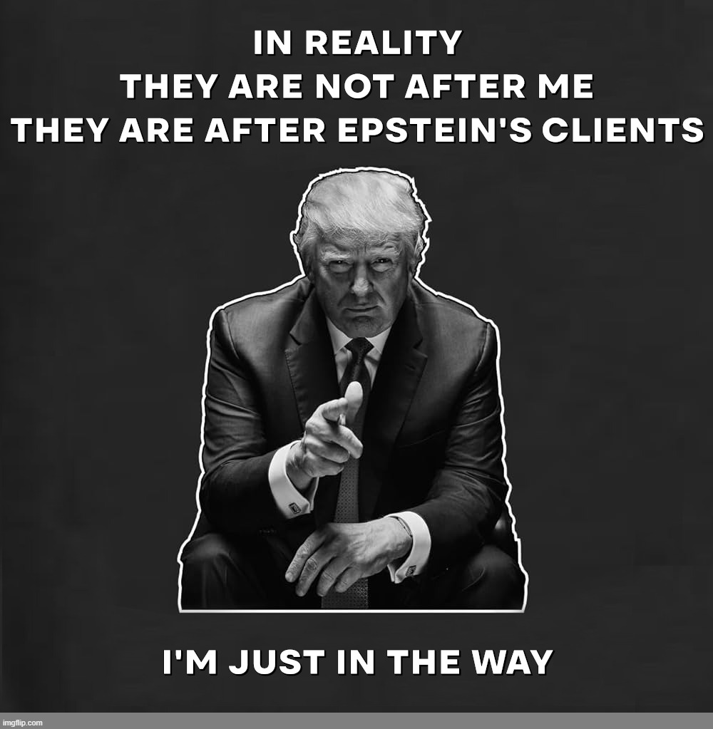They're not after me | image tagged in donald trump,jeffrey epstein,clients,they are not after me,i'm just in the way | made w/ Imgflip meme maker