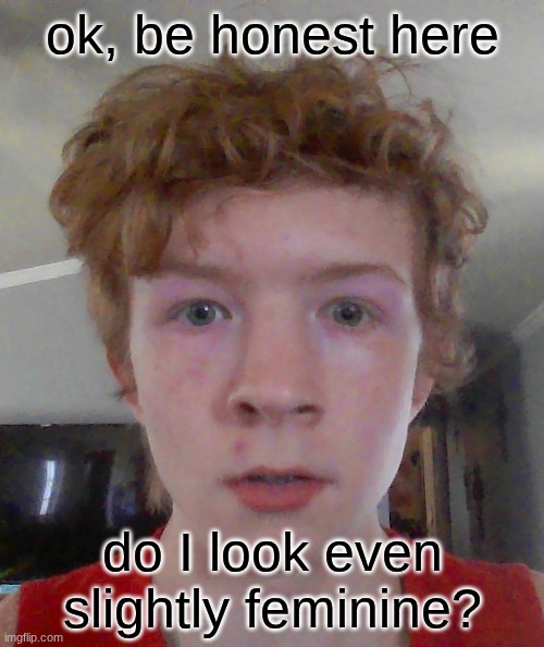 street rat ptsd | ok, be honest here; do I look even slightly feminine? | image tagged in street rat ptsd | made w/ Imgflip meme maker