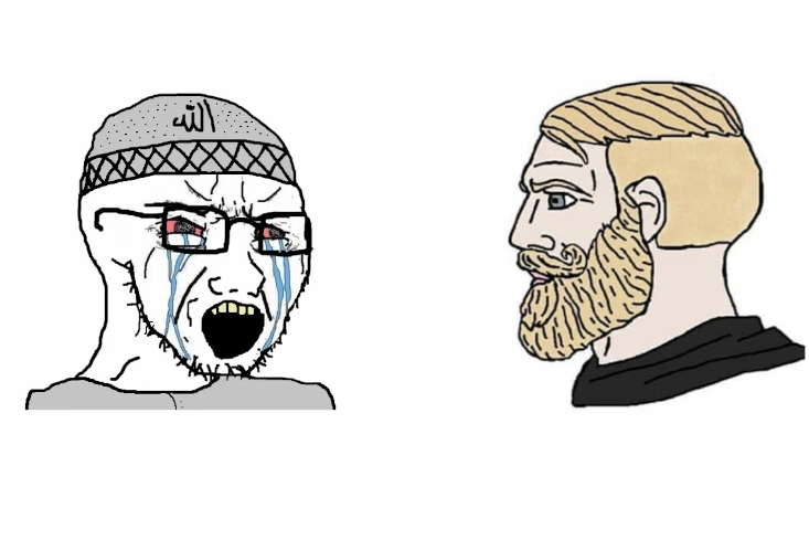 Muslim soyjack vs Chad Blank Meme Template