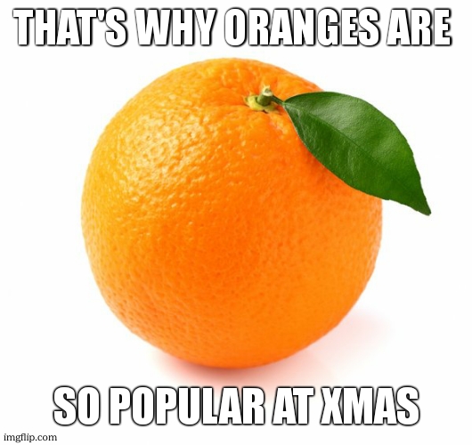 Orange | THAT'S WHY ORANGES ARE SO POPULAR AT XMAS | image tagged in orange | made w/ Imgflip meme maker