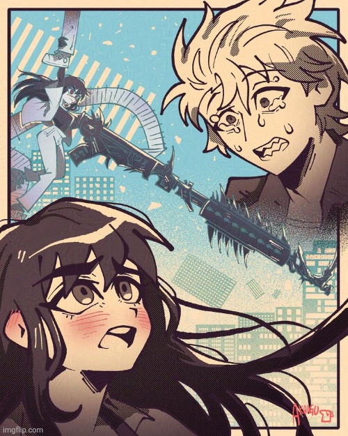 Awesome art on Pinterest | image tagged in art,chainsaw man,asadennnnnn,chainsaw,man | made w/ Imgflip meme maker