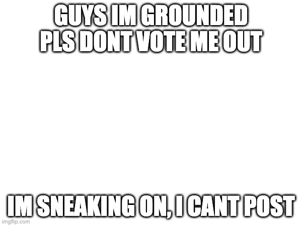 GUYS IM GROUNDED PLS DONT VOTE ME OUT; IM SNEAKING ON, I CANT POST | made w/ Imgflip meme maker