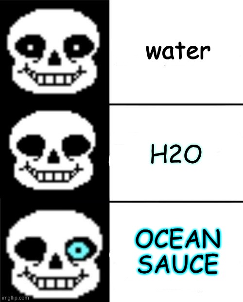 sorry if it's a repost, I had no idea what to do | water; H2O; OCEAN SAUCE | image tagged in sans | made w/ Imgflip meme maker