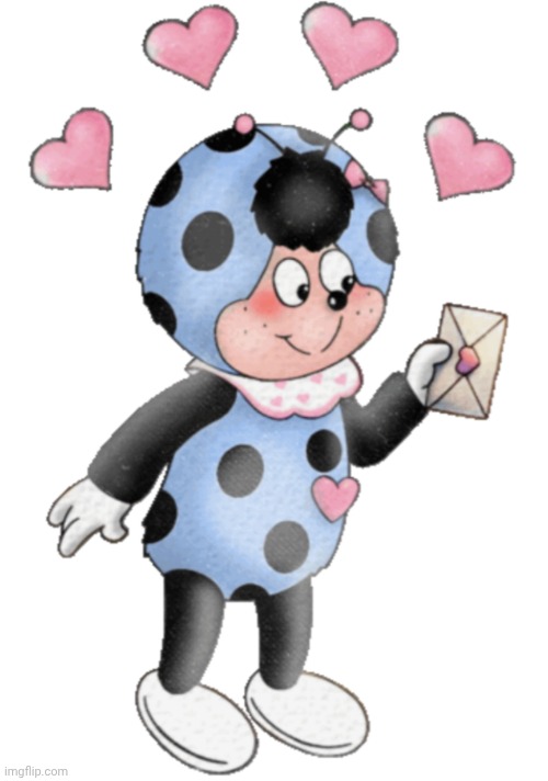 Cococinel 1992 (Cocomiel): Babicinel (Babimiel) love card blue ladybug | image tagged in cococinel | made w/ Imgflip meme maker