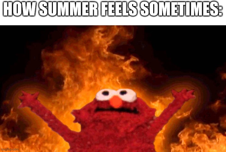 elmo fire | HOW SUMMER FEELS SOMETIMES: | image tagged in elmo fire | made w/ Imgflip meme maker